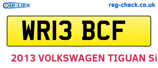 WR13BCF are the vehicle registration plates.