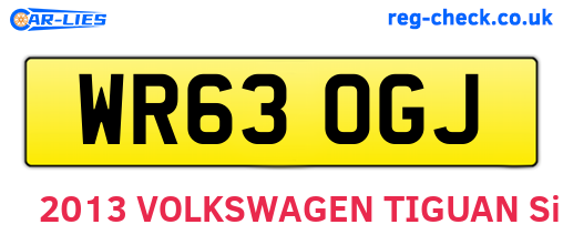 WR63OGJ are the vehicle registration plates.