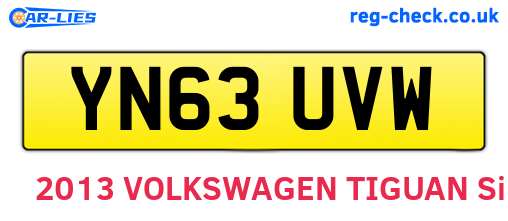YN63UVW are the vehicle registration plates.
