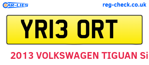 YR13ORT are the vehicle registration plates.