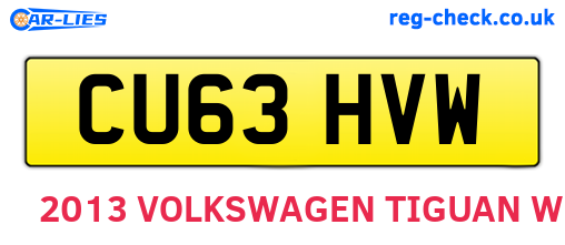 CU63HVW are the vehicle registration plates.