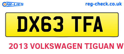 DX63TFA are the vehicle registration plates.