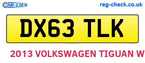 DX63TLK are the vehicle registration plates.
