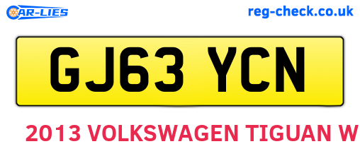 GJ63YCN are the vehicle registration plates.