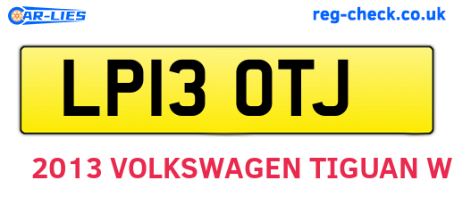 LP13OTJ are the vehicle registration plates.