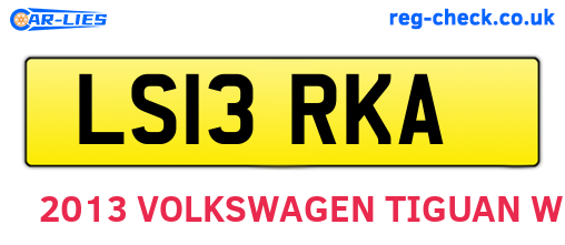 LS13RKA are the vehicle registration plates.