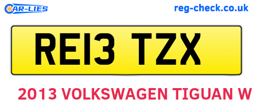 RE13TZX are the vehicle registration plates.
