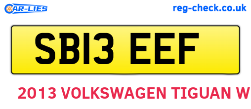 SB13EEF are the vehicle registration plates.