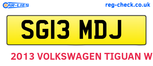 SG13MDJ are the vehicle registration plates.