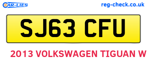 SJ63CFU are the vehicle registration plates.