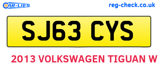 SJ63CYS are the vehicle registration plates.