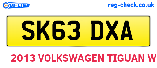 SK63DXA are the vehicle registration plates.