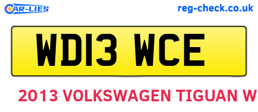 WD13WCE are the vehicle registration plates.