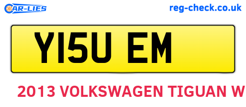 Y15UEM are the vehicle registration plates.