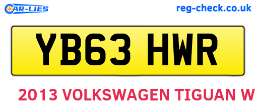 YB63HWR are the vehicle registration plates.