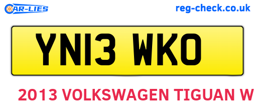 YN13WKO are the vehicle registration plates.