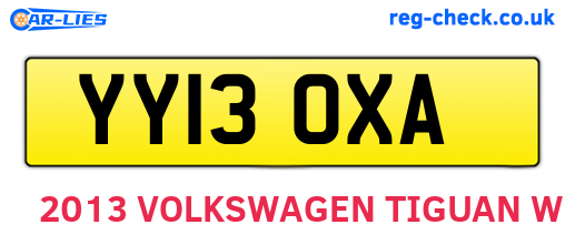YY13OXA are the vehicle registration plates.