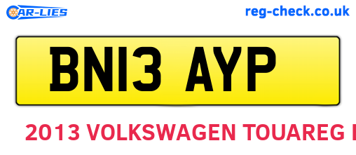 BN13AYP are the vehicle registration plates.
