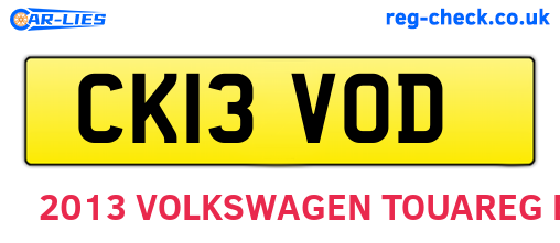 CK13VOD are the vehicle registration plates.