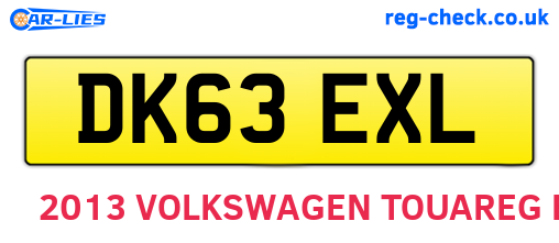DK63EXL are the vehicle registration plates.