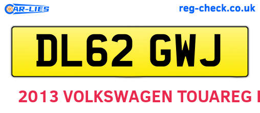 DL62GWJ are the vehicle registration plates.