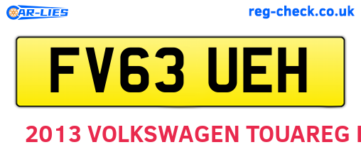 FV63UEH are the vehicle registration plates.