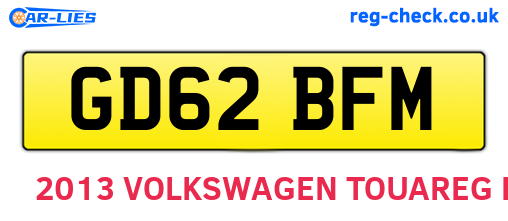 GD62BFM are the vehicle registration plates.