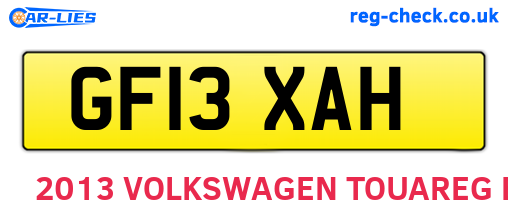 GF13XAH are the vehicle registration plates.