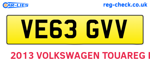 VE63GVV are the vehicle registration plates.