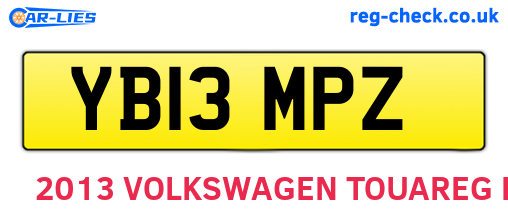 YB13MPZ are the vehicle registration plates.