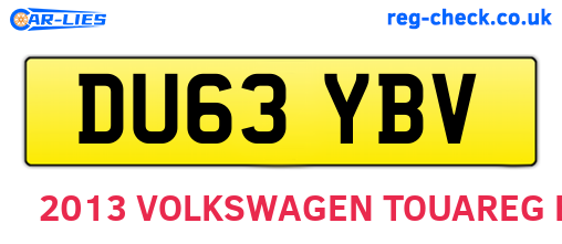 DU63YBV are the vehicle registration plates.