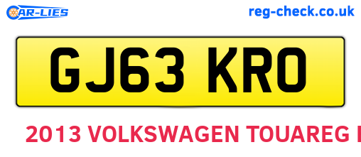 GJ63KRO are the vehicle registration plates.