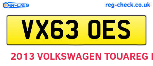 VX63OES are the vehicle registration plates.