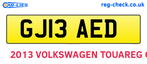 GJ13AED are the vehicle registration plates.