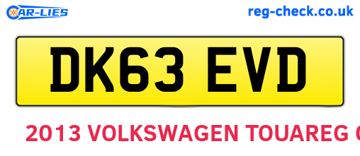 DK63EVD are the vehicle registration plates.
