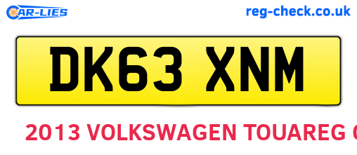 DK63XNM are the vehicle registration plates.