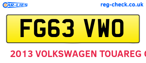 FG63VWO are the vehicle registration plates.