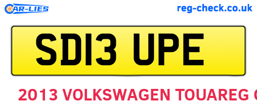 SD13UPE are the vehicle registration plates.