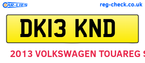 DK13KND are the vehicle registration plates.
