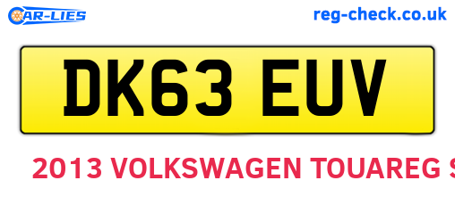 DK63EUV are the vehicle registration plates.