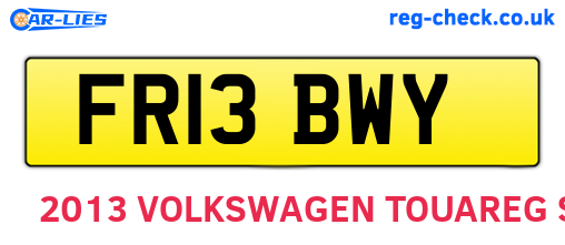 FR13BWY are the vehicle registration plates.