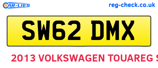 SW62DMX are the vehicle registration plates.