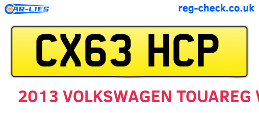 CX63HCP are the vehicle registration plates.