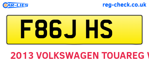F86JHS are the vehicle registration plates.