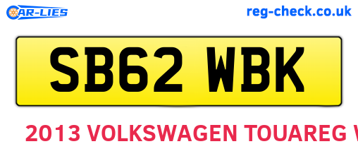SB62WBK are the vehicle registration plates.