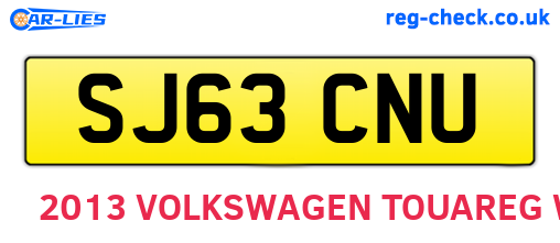 SJ63CNU are the vehicle registration plates.