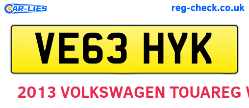 VE63HYK are the vehicle registration plates.
