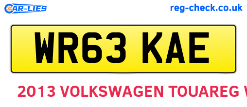 WR63KAE are the vehicle registration plates.