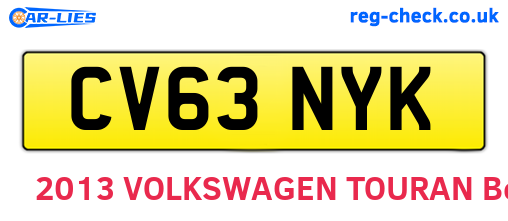 CV63NYK are the vehicle registration plates.