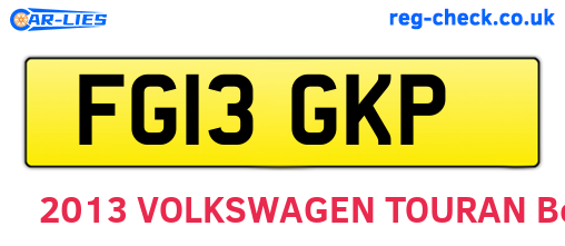 FG13GKP are the vehicle registration plates.